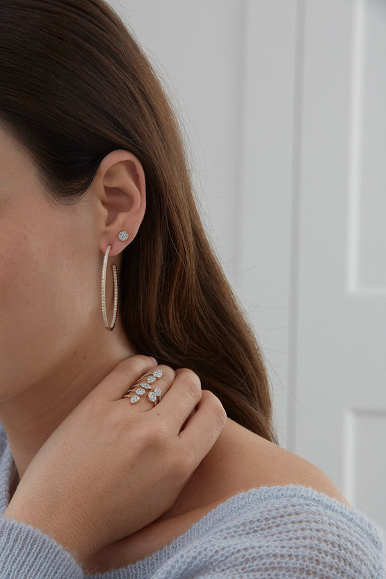 2.25 TCW Round Moissanite Diamond Inside Out Hoop Earrings - crownmoissanite