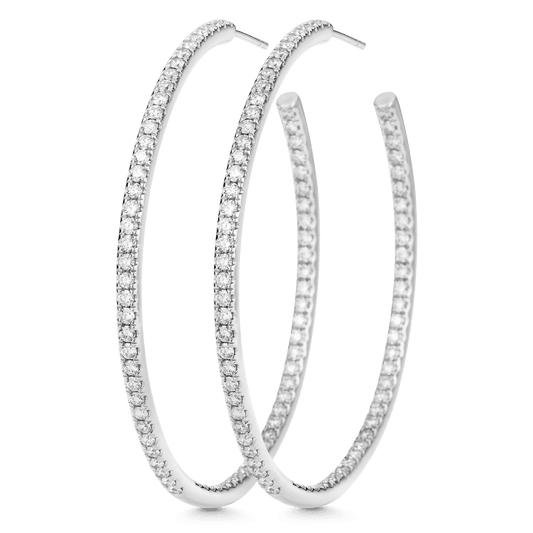 2.25 TCW Round Moissanite Diamond Inside Out Hoop Earrings - crownmoissanite