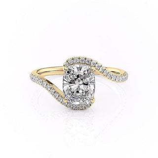 2.0 CT Elongated Cushion Cut Solitaire Bypass Setting Moissanite Engagement Ring - crownmoissanite