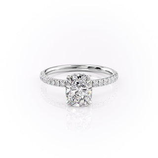 2.0 CT Cushion Cut Hidden Halo Pave Setting Moissanite Engagement Ring - crownmoissanite