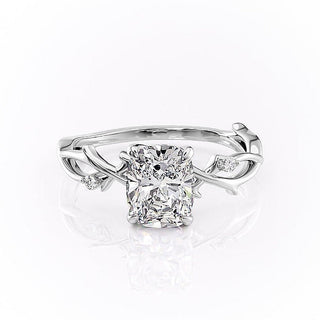 2.0 CT Elongated Cushion Cut Solitaire Twig Style Moissanite Engagement Ring - crownmoissanite