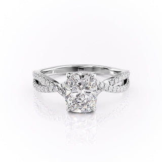 2.0 CT Elongated Cushion Shaped Moissanite Solitaire Cross Over Engagement Ring - crownmoissanite