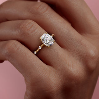 2.0 CT Elongated Cushion Cut Solitaire Dainty Pave Moissanite Engagement Ring - crownmoissanite