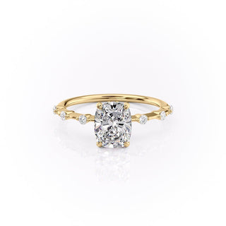 2.0 CT Elongated Cushion Shaped Moissanite Solitaire Engagement Ring - crownmoissanite