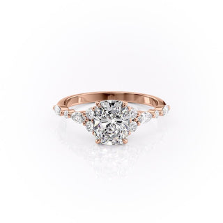 2.0 CT Elongated Cushion Cut Cluster Moissanite Engagement Ring - crownmoissanite