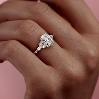 2.0 CT Elongated Cushion Shaped Moissanite Cluster Engagement Ring - crownmoissanite
