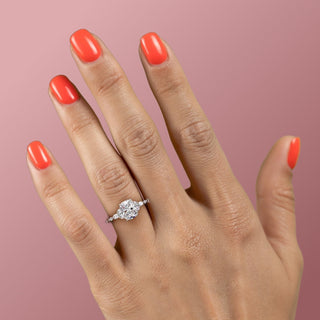 2.0 CT Elongated Cushion Shaped Moissanite Cluster Engagement Ring - crownmoissanite