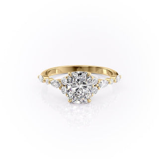 2.0 CT Elongated Cushion Cut Cluster Moissanite Engagement Ring - crownmoissanite