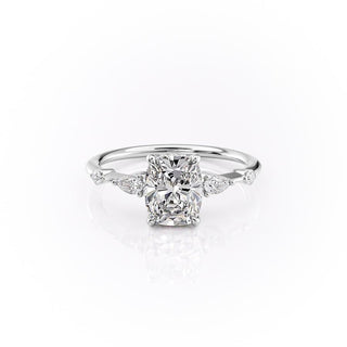 2.0 CT Elongated Cushion Cut Hidden Halo Moissanite Engagement Ring - crownmoissanite