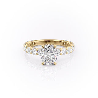 2.0 CT Elongated Cushion Shaped Moissanite Solitaire Engagement Ring - crownmoissanite