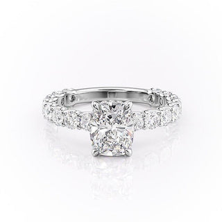 2.0 CT Elongated Cushion Shaped Moissanite Solitaire Engagement Ring - crownmoissanite