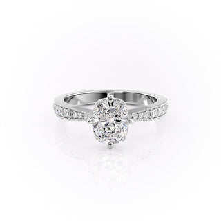 2.0 CT Elongated Cushion Cut Solitaire Channel Pave Moissanite Engagement Ring - crownmoissanite