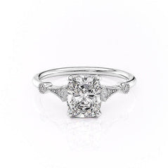 2.0 CT Elongated Cushion Cut Hidden Halo Moissanite Engagement Ring - crownmoissanite
