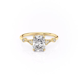 2.0 CT Elongated Cushion Cut Hidden Halo Moissanite Engagement Ring - crownmoissanite