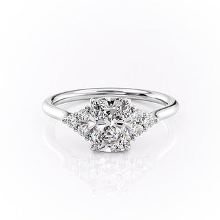 2.0 CT Cushion Shaped Moissanite Cluster Engagement Ring - crownmoissanite