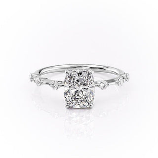 2.0 CT Elongated Cushion Cut Solitaire Dainty Style Moissanite Engagement Ring - crownmoissanite