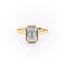 2.10 CT Emerald Shaped Moissanite Bezel Hidden Halo Engagement Ring - crownmoissanite