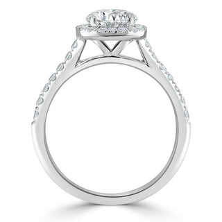 1.0 CT Pear Cut Halo Moissanite Engagement Ring With Pave Setting - crownmoissanite