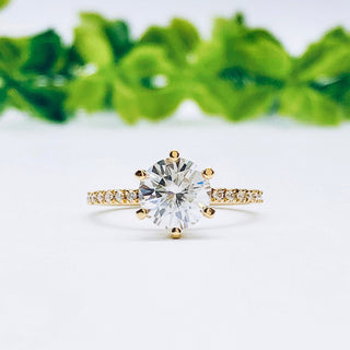 1.85 CT Round Cut Solitaire Pave Moissanite Engagement Ring - crownmoissanite