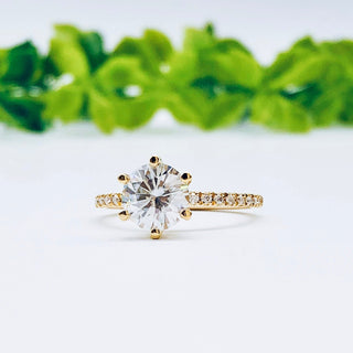 1.85 CT Round Cut Solitaire Pave Moissanite Engagement Ring - crownmoissanite