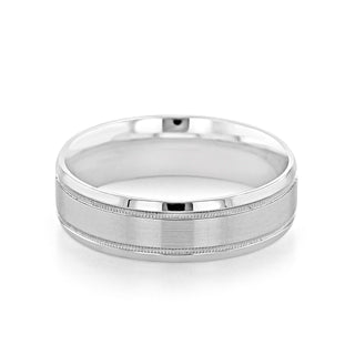 Milgrain Brushed Polish Men's Wedding Band - crownmoissanite