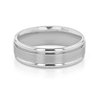 Satin-Finish White Gold Classic Men's Band - crownmoissanite