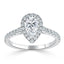 1.0 CT Pear Cut Halo Moissanite Engagement Ring With Pave Setting - crownmoissanite