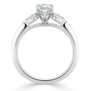 1.0 CT Pear Shaped Moissanite Three Stones Engagement Ring - crownmoissanite