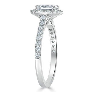 1.0 CT Radiant Cut Halo Pave Setting Moissanite Engagement Ring - crownmoissanite