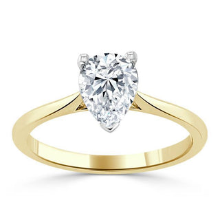 0.75 CT Pear Cut Solitaire Moissanite Engagement Ring - crownmoissanite