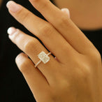 3.51 CT Radiant Cut Solitaire & Hidden Halo Setting Moissanite Engagement Ring - crownmoissanite
