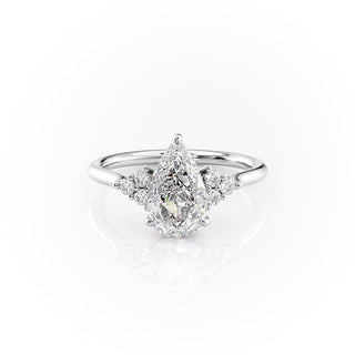 2.0 CT Pear Shaped Moissanite Cluster Engagement Ring - crownmoissanite