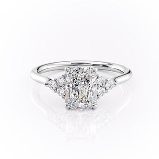 2.0 CT Radiant Cut Cluster Moissanite Engagement Ring - crownmoissanite