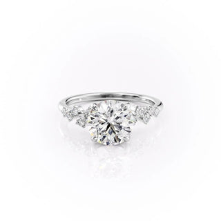 1.60 CT Round Cut Cluster Style Moissanite Engagement Ring - crownmoissanite