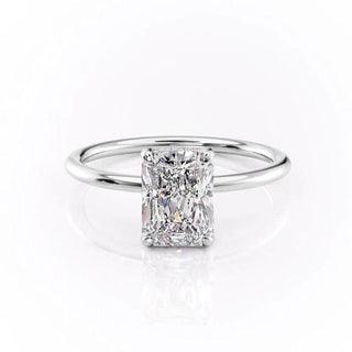 2.0 CT Radiant Cut Solitaire Hidden Halo Setting Moissanite Engagement Ring - crownmoissanite