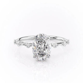 2.10 CT Oval Shaped Moissanite Dainty Engagement Ring - crownmoissanite