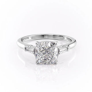 2.54 CT Cushion Cut Three Stones Moissanite Engagement Ring - crownmoissanite