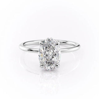 2.10 CT Oval Shaped Moissanite Hidden Halo Engagement Ring - crownmoissanite