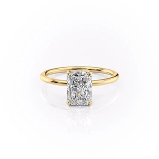 2.0 CT Radiant Cut Solitaire Hidden Halo Setting Moissanite Engagement Ring - crownmoissanite