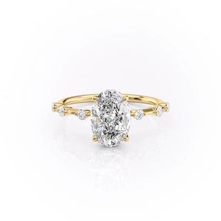 2.10 CT Oval Shaped Moissanite Dainty Engagement Ring - crownmoissanite