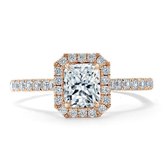 1.0 CT Radiant Cut Halo Pave Setting Moissanite Engagement Ring - crownmoissanite