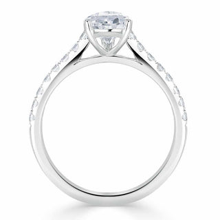 1.33 CT Pear Cut Solitaire Pave Setting Moissanite Engagement Ring - crownmoissanite