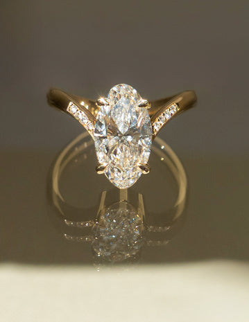 1.0 - 3.0 CT Moval Shaped Moissanie Pave Style Engagement Ring