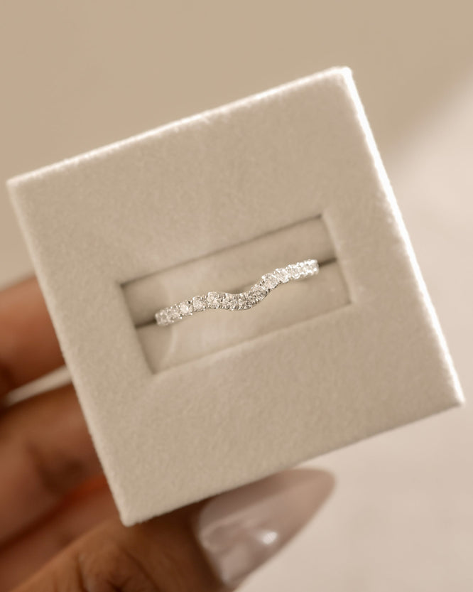 0.39 TCW Round Cut Curved Style Moissanite Bridal Wedding Band