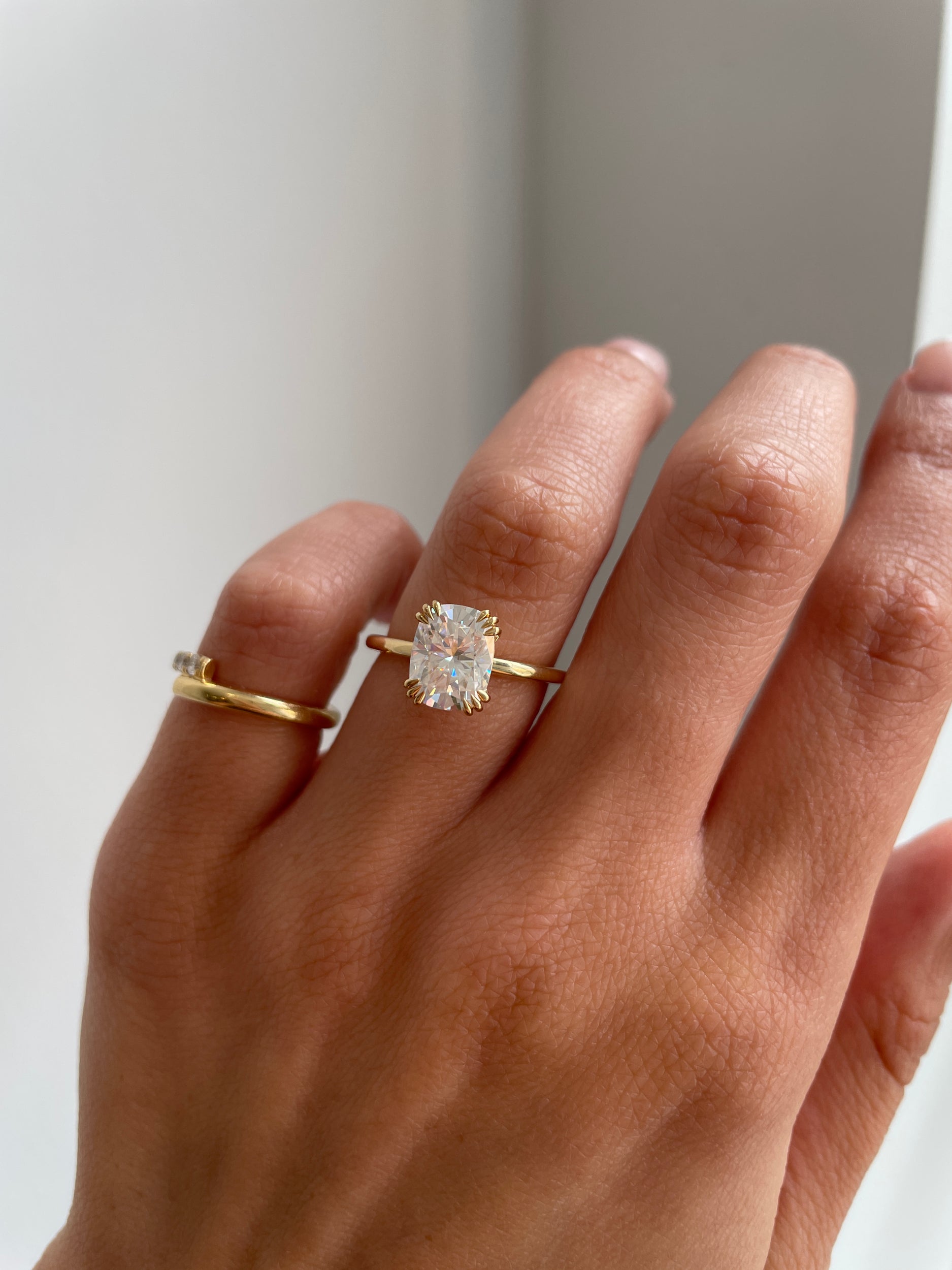 2.01 CT Elongated Cushion Cut Moissanite Solitaire Engagement Ring