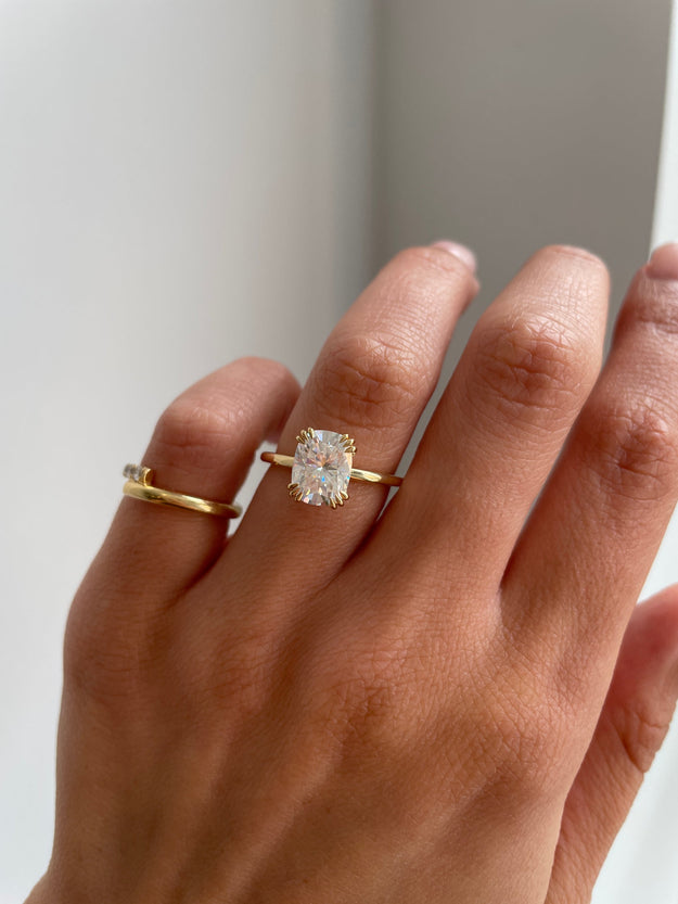 2.01 CT Elongated Cushion Cut Moissanite Solitaire Engagement Ring