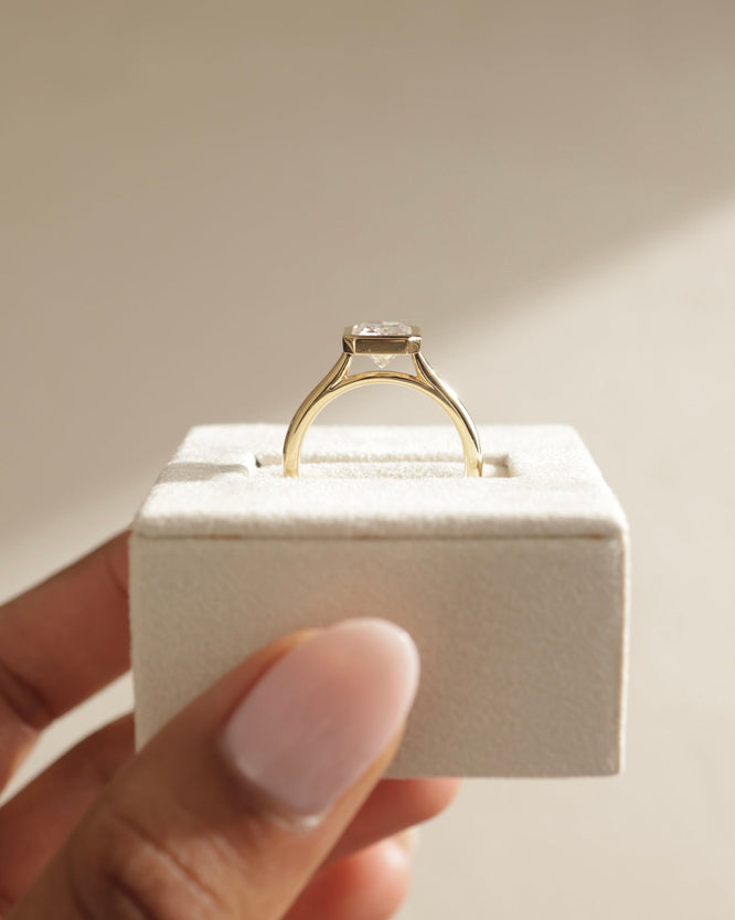 1.67 CT Radiant Cut Moissanite Bezel Solitaire Engagement Ring