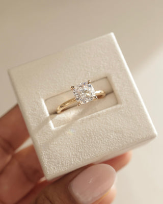 2.50 CT Cushion Cut Moissanite Hidden Halo Engagement Ring