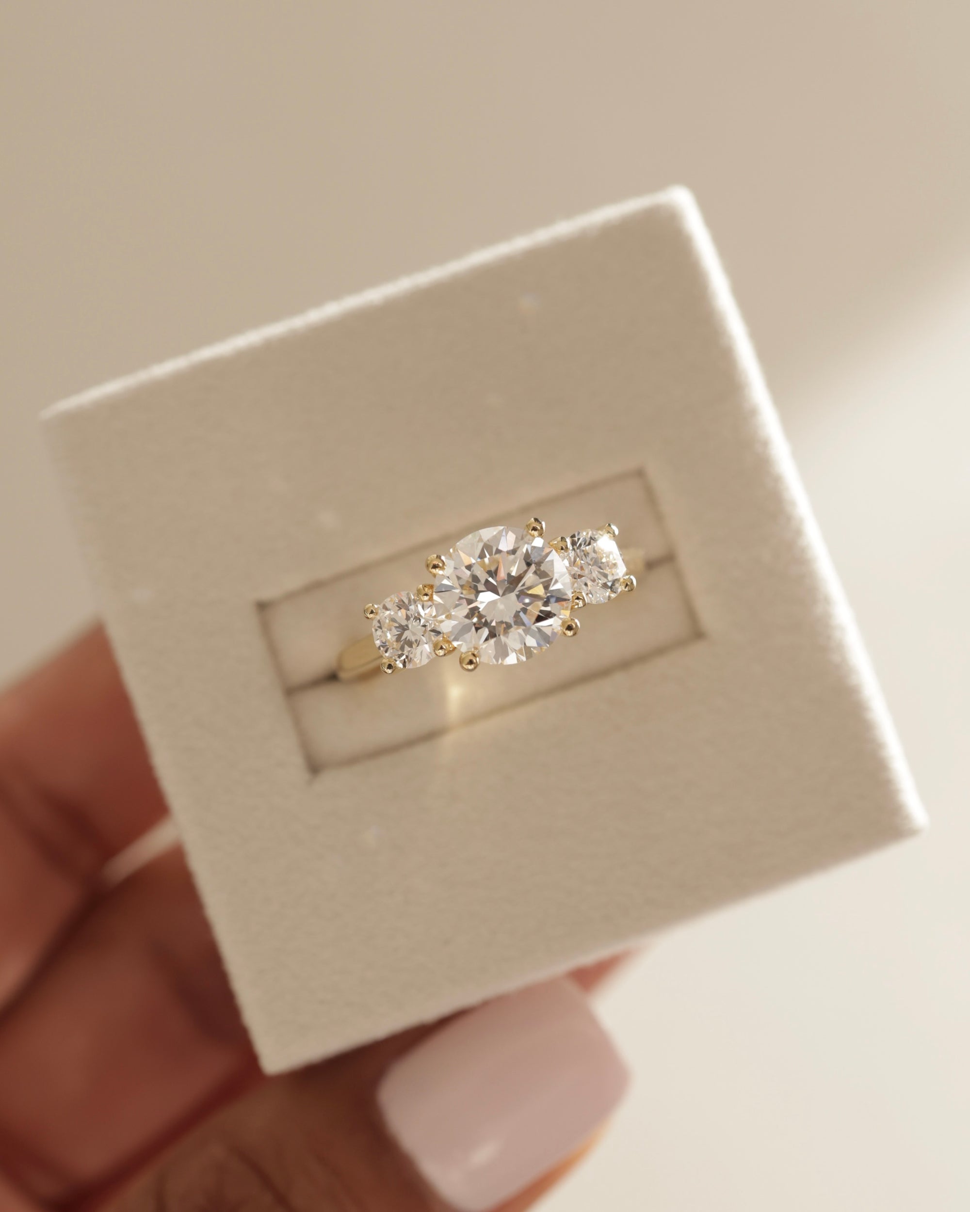 2.01 CT Round Cut Moissanite Three Stone Engagement Ring