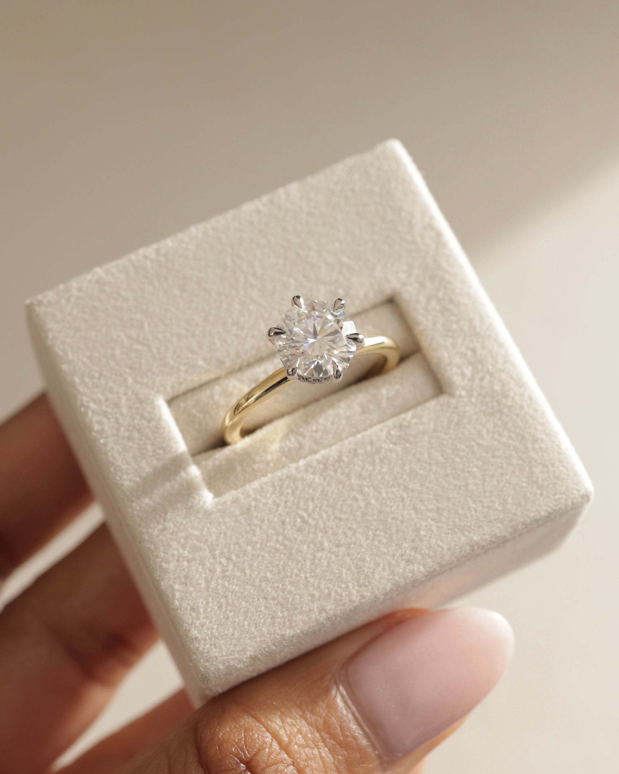 1.80 CT Round Cut Moissanite Hidden Halo Engagement Ring